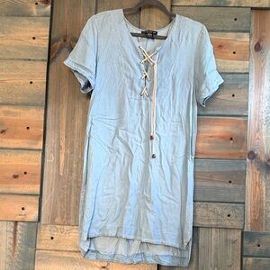 Living Doll Light Blue Lace-Up Tunic Top